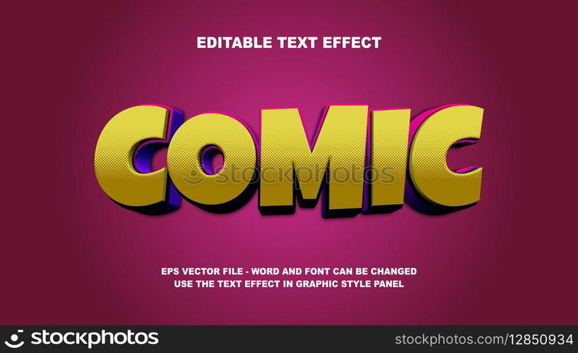 Editable Text Effect Comic 3D Vector Template