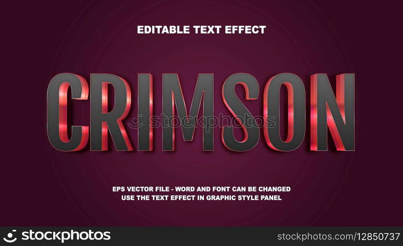 Editable Text Effect Crimson 3D Vector Template