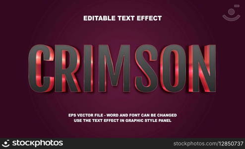Editable Text Effect Crimson 3D Vector Template