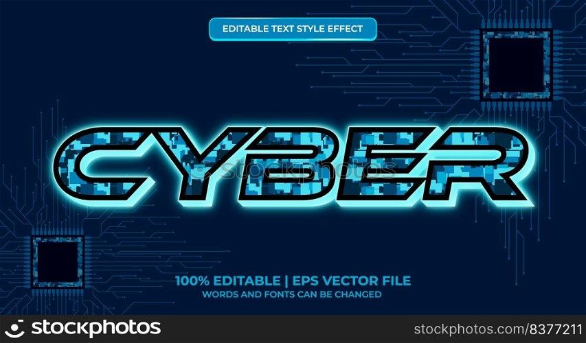 Editable text effect - cyber text style. Futuristic Technology text effect