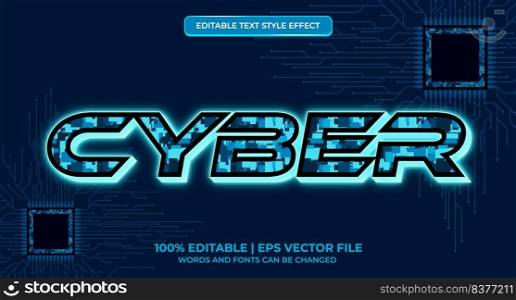 Editable text effect - cyber text style. Futuristic Technology text effect
