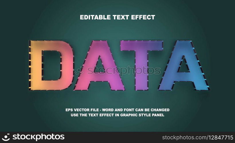 Editable Text Effect Data 3D Vector Template
