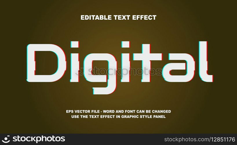 Editable Text Effect Digital 3D Vector Template