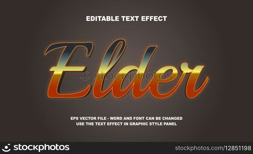 Editable Text Effect Elder 3D Vector Template
