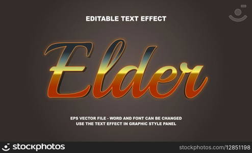 Editable Text Effect Elder 3D Vector Template