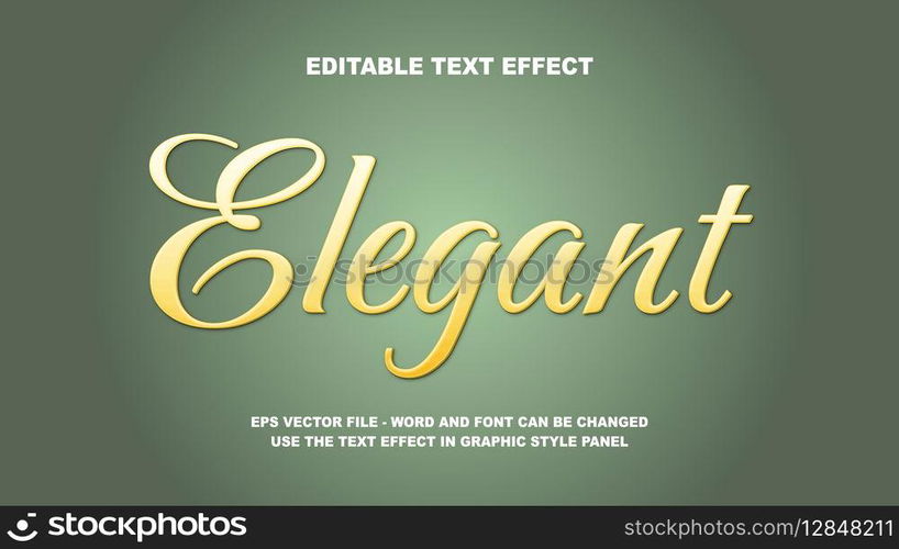 Editable Text Effect Elegant 3D Vector Template