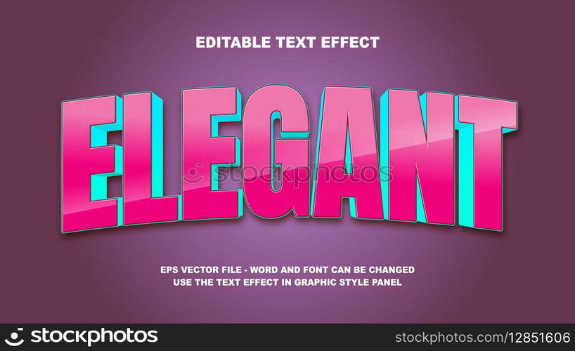Editable Text Effect Elegant 3D Vector Template