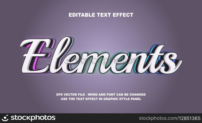 Editable Text Effect Elements 3D Vector Template