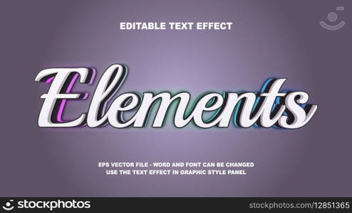 Editable Text Effect Elements 3D Vector Template