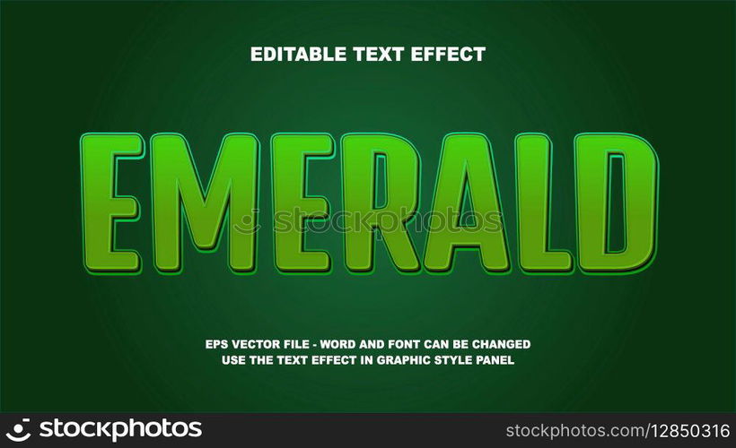 Editable Text Effect Emerald 3D Vector Template