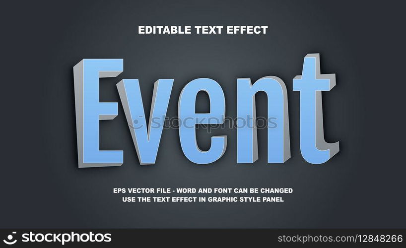 Editable Text Effect Event 3D Vector Template