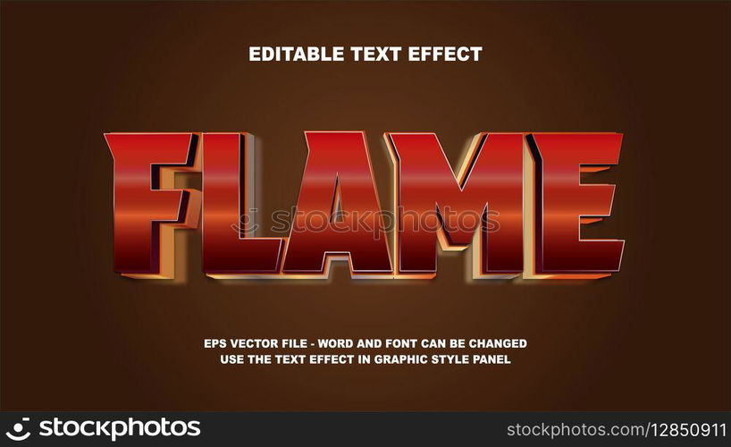 Editable Text Effect Flame 3D Vector Template
