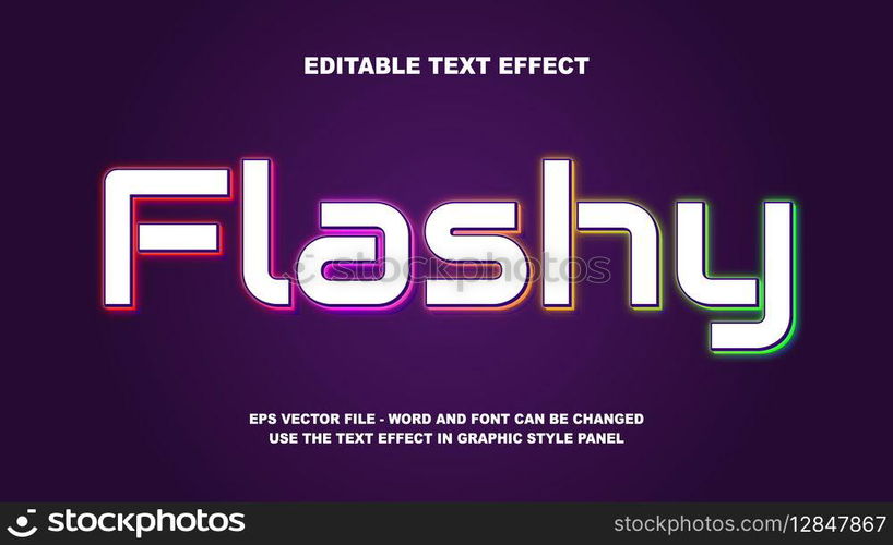Editable Text Effect Flashy 3D Vector Template