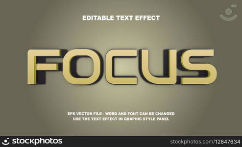 Editable Text Effect Focus 3D Vector Template