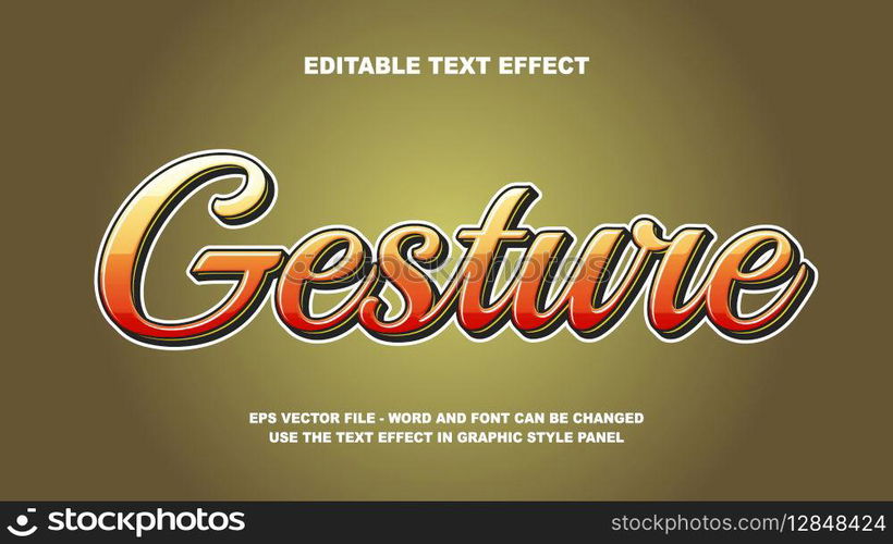 Editable Text Effect Gesture 3D Vector Template