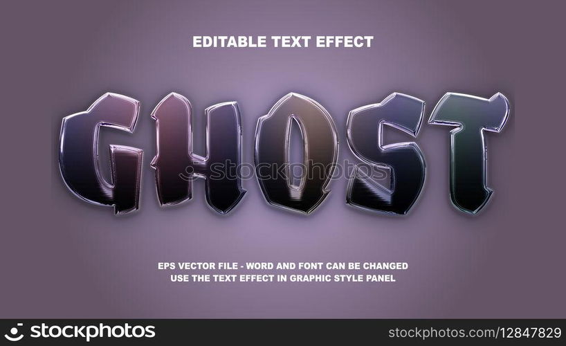 Editable Text Effect Ghost 3D Vector Template