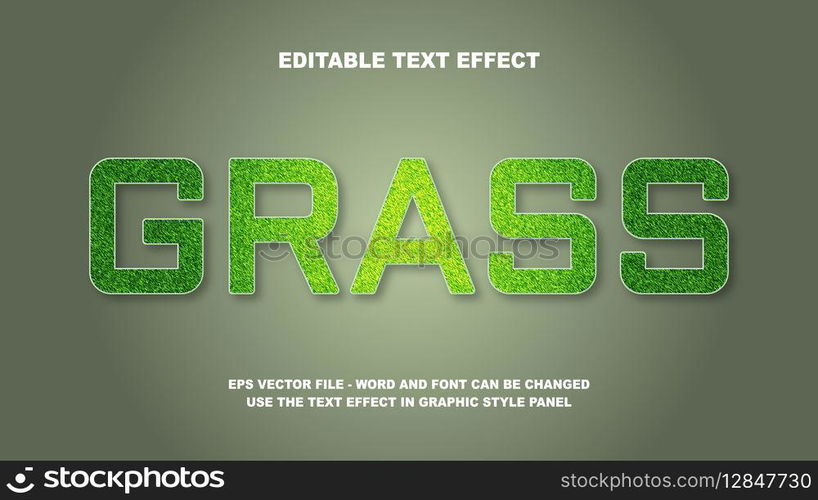 Editable Text Effect Grass 3D Vector Template