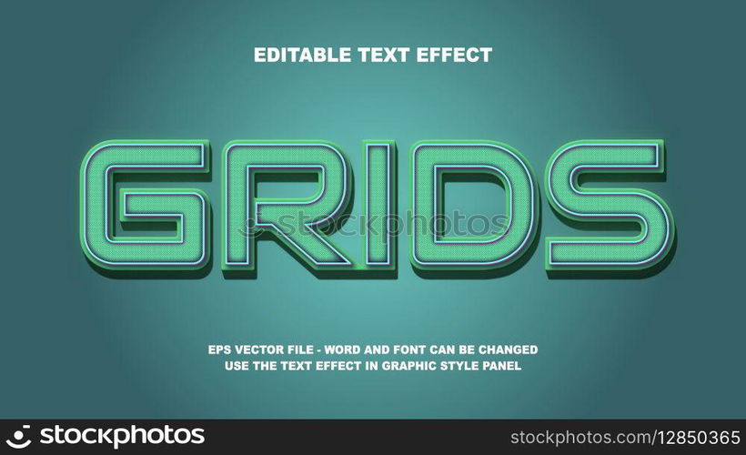 Editable Text Effect Grids 3D Vector Template