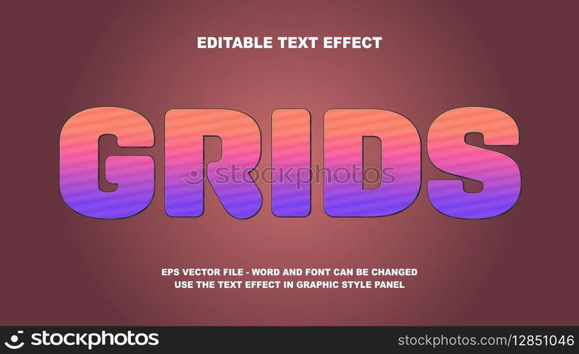 Editable Text Effect Grids 3D Vector Template