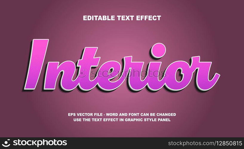 Editable Text Effect Interior 3D Vector Template