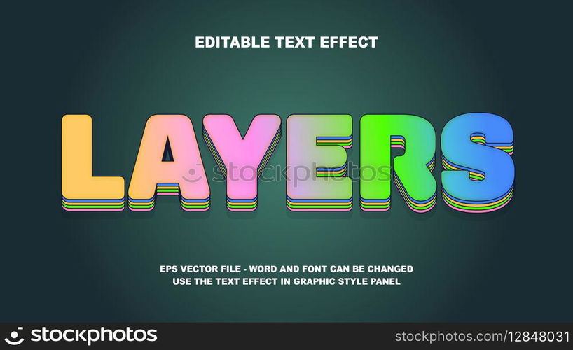 Editable Text Effect Layers 3D Vector Template