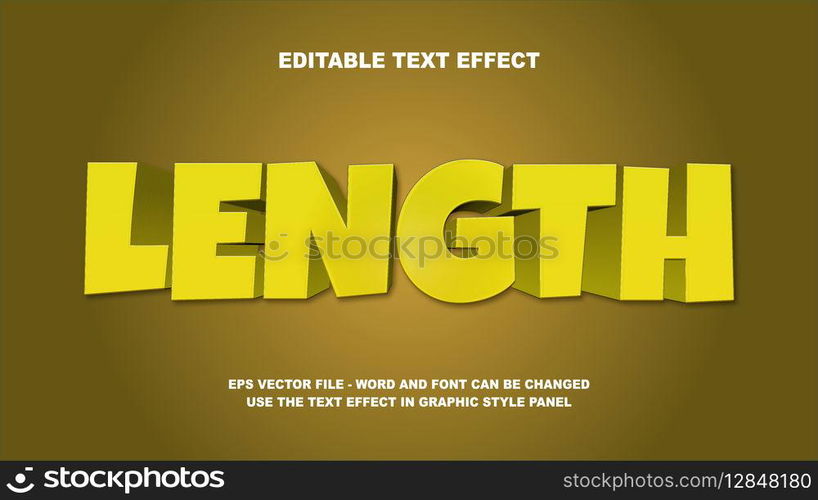 Editable Text Effect Length 3D Vector Template