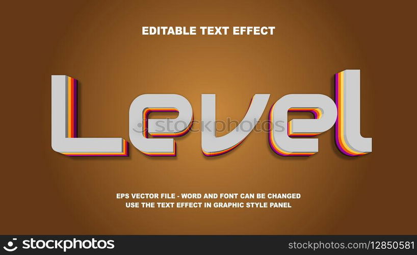 Editable Text Effect Level 3D Vector Template