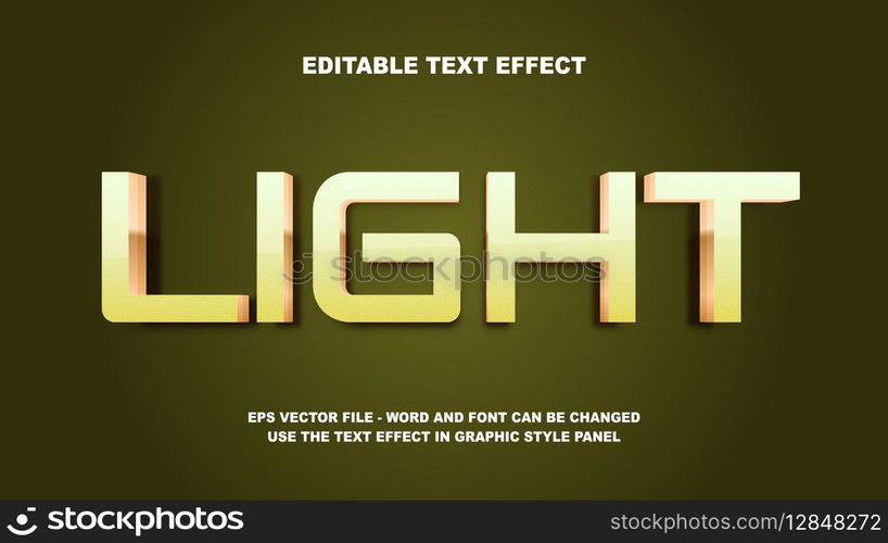 Editable Text Effect Light 3D Vector Template