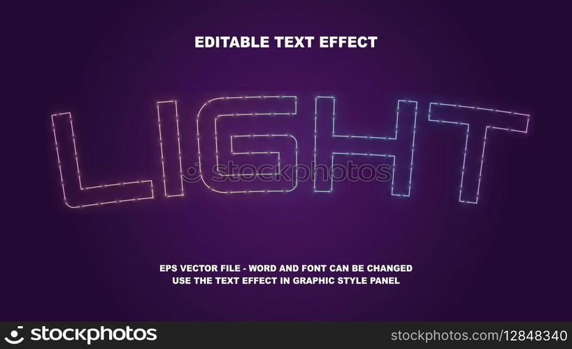 Editable Text Effect Light 3D Vector Template