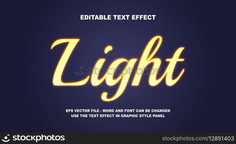 Editable Text Effect Light 3D Vector Template