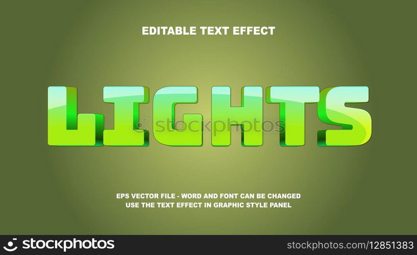 Editable Text Effect Lights 3D Vector Template
