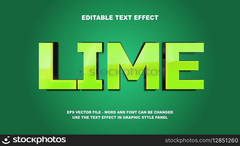 Editable Text Effect Lime 3D Vector Template