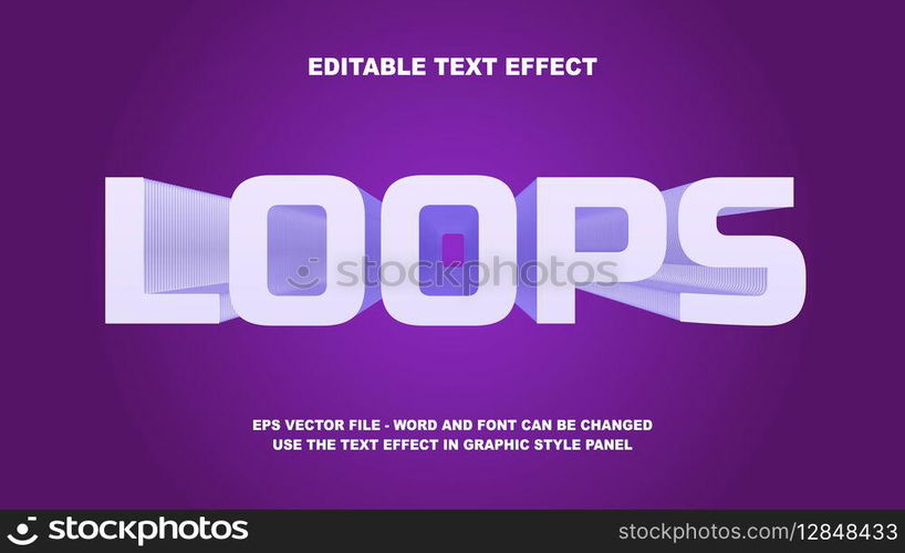 Editable Text Effect Loops 3D Vector Template