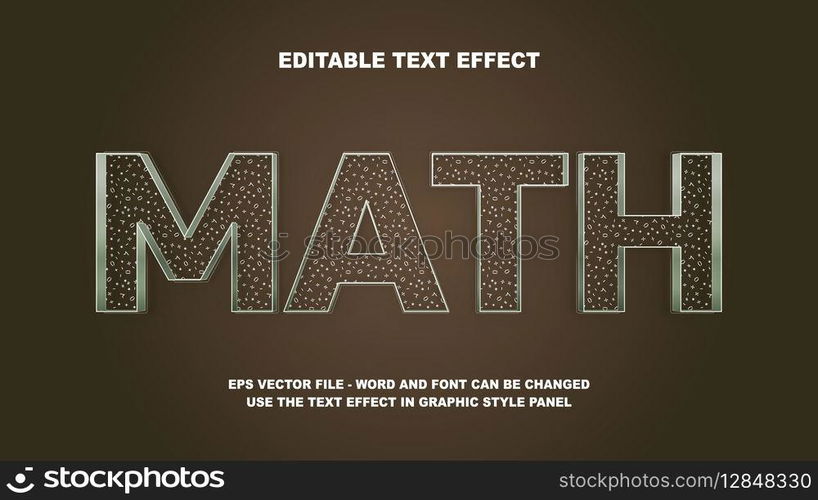 Editable Text Effect Math 3D Vector Template