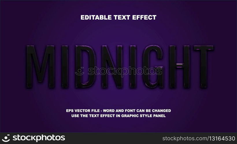 Editable Text Effect Midnight 3D Vector Template