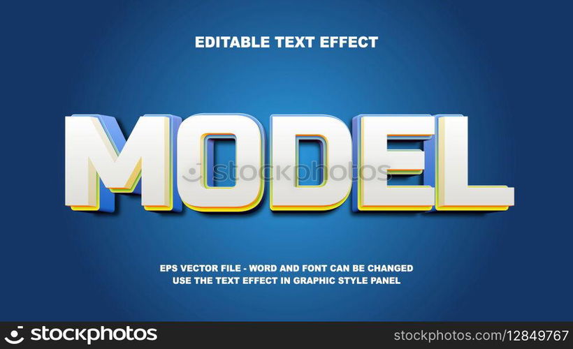 Editable Text Effect Model 3D Vector Template