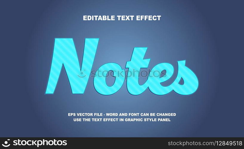 Editable Text Effect Notes 3D Vector Template