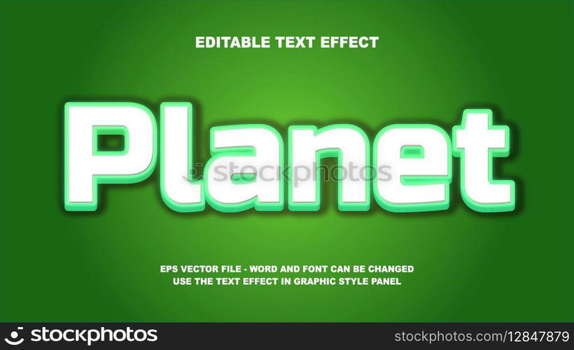Editable Text Effect Planet 3D Vector Template
