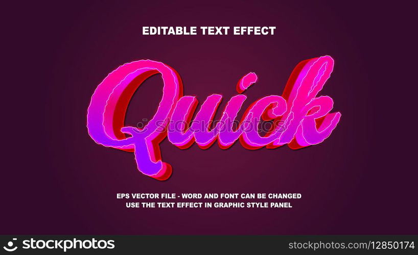 Editable Text Effect Quick 3D Vector Template