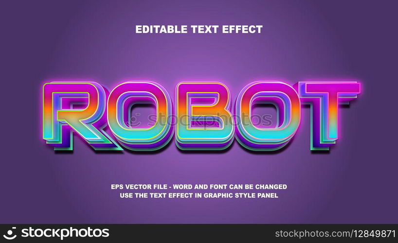 Editable Text Effect Robot 3D Vector Template