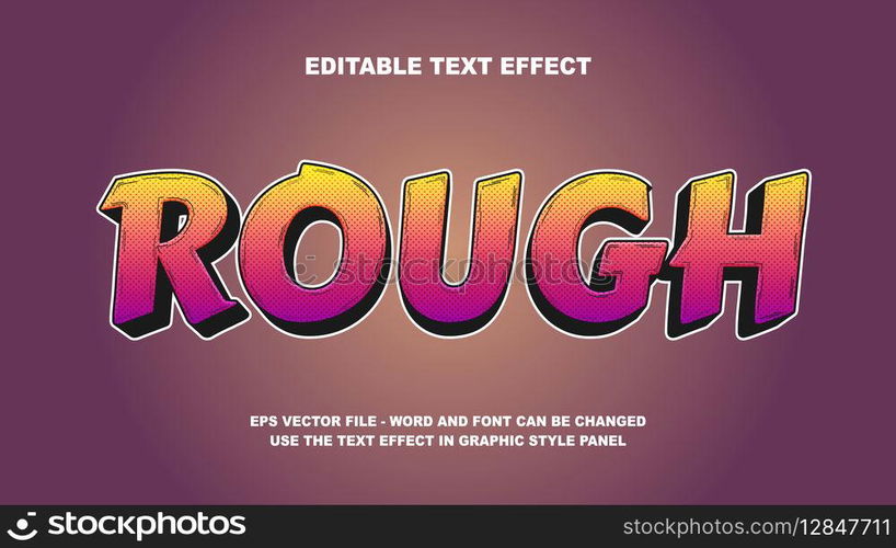 Editable Text Effect Rough 3D Vector Template