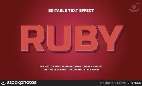 Editable Text Effect Ruby 3D Vector Template