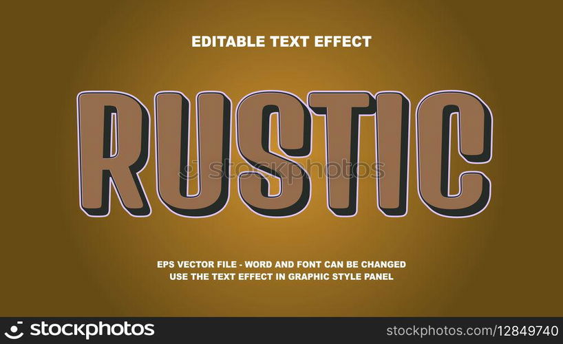 Editable Text Effect Rustic 3D Vector Template