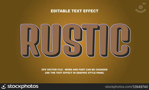 Editable Text Effect Rustic 3D Vector Template