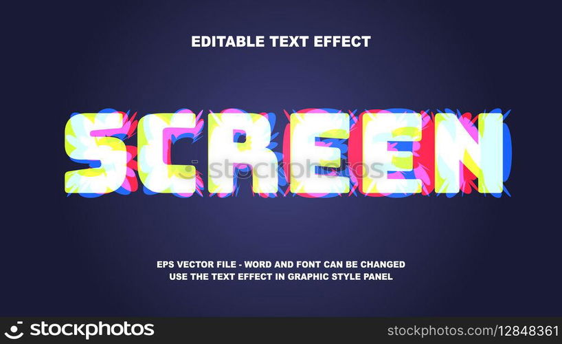 Editable Text Effect Screen 3D Vector Template