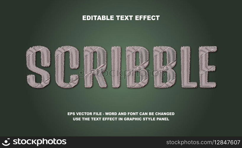 Editable Text Effect Scribble 3D Vector Template