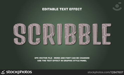 Editable Text Effect Scribble 3D Vector Template