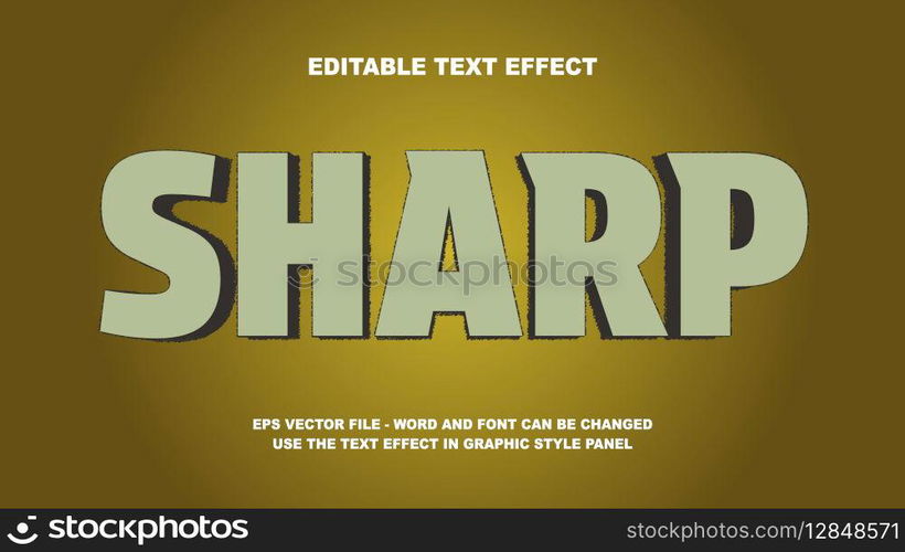 Editable Text Effect Sharp 3D Vector Template