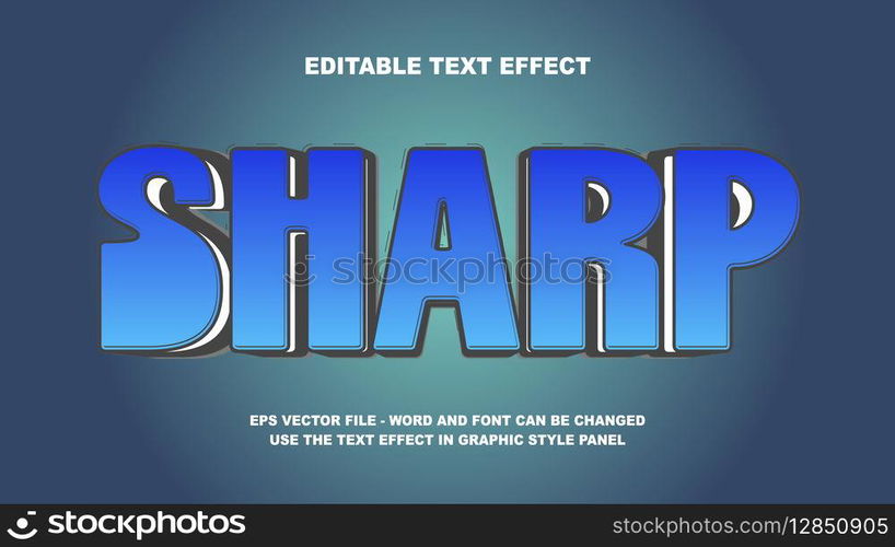 Editable Text Effect Sharp 3D Vector Template