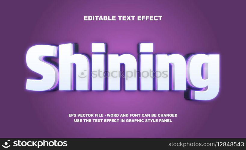 Editable Text Effect Shining 3D Vector Template